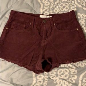 Maroon corduroy shorts